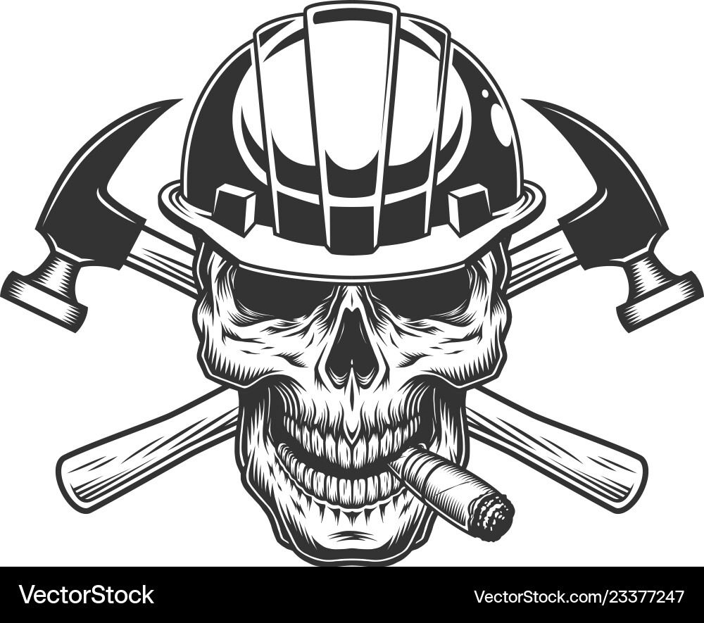 Builder skull smoking cigar Builder skull smoking cigar vector image