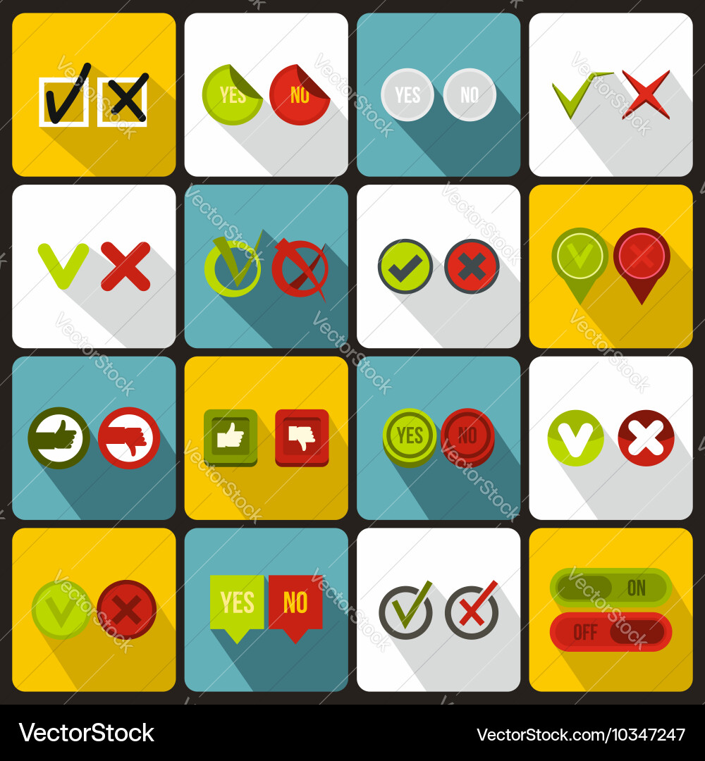 Check mark icons set flat style Vector Image