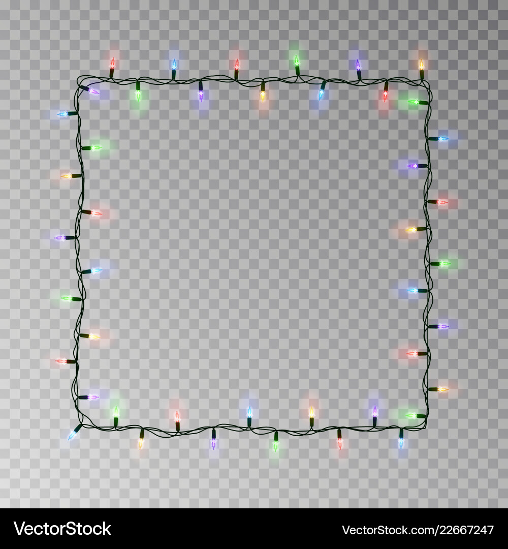 Christmas Lights Square Frame Vector Image