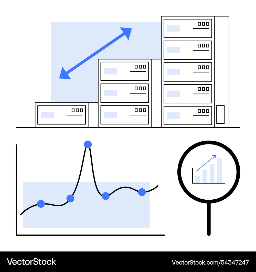 Exploring data analytics and growth with graphs Vector Image