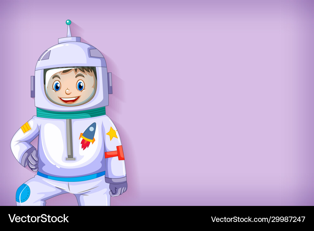Plain background template with happy astronaut Plain background template with happy astronaut vector image