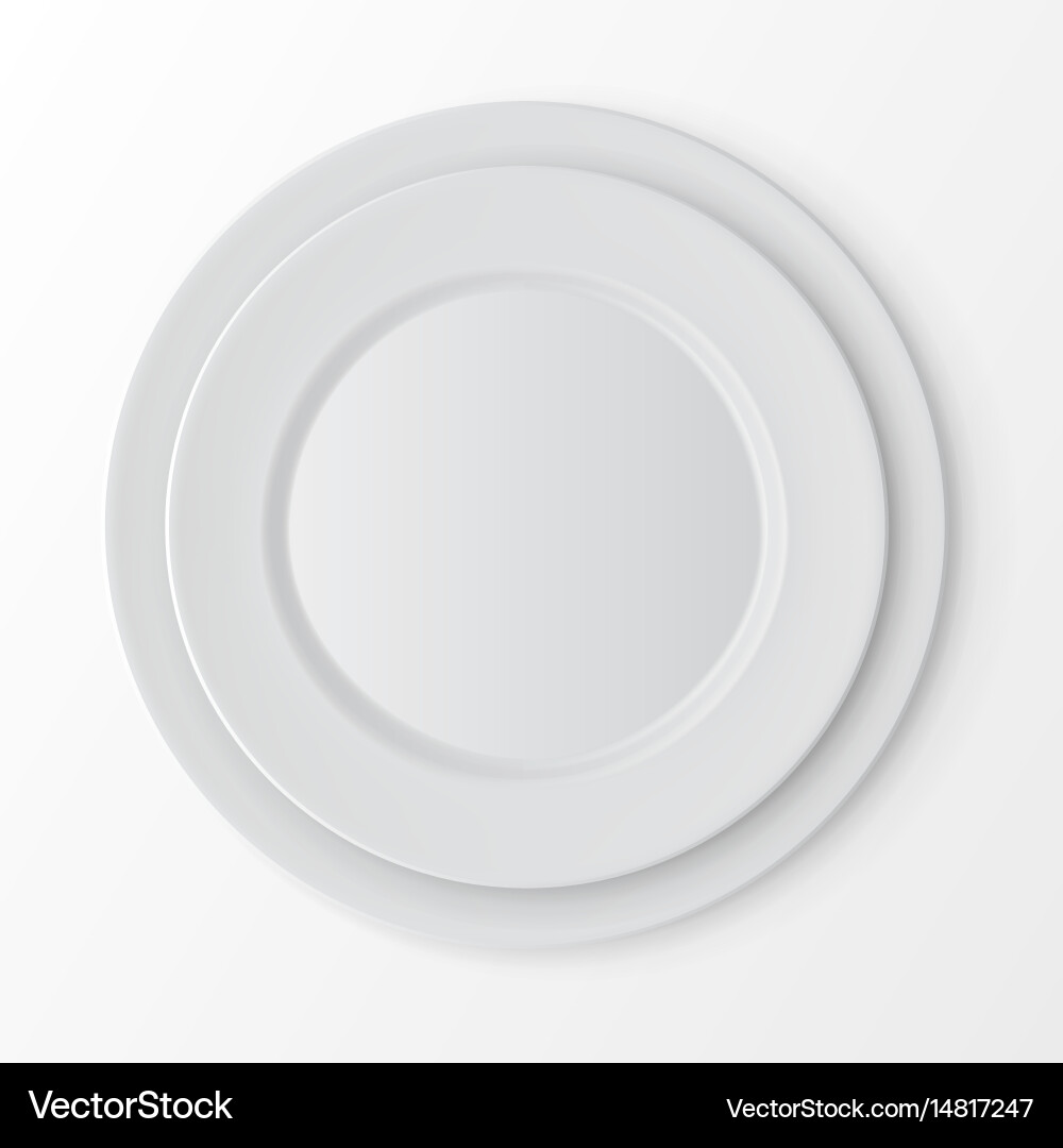 Set of white plates top view table setting vector image
