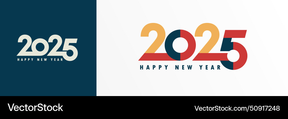 2025 happy new year typography logo design concept vector image