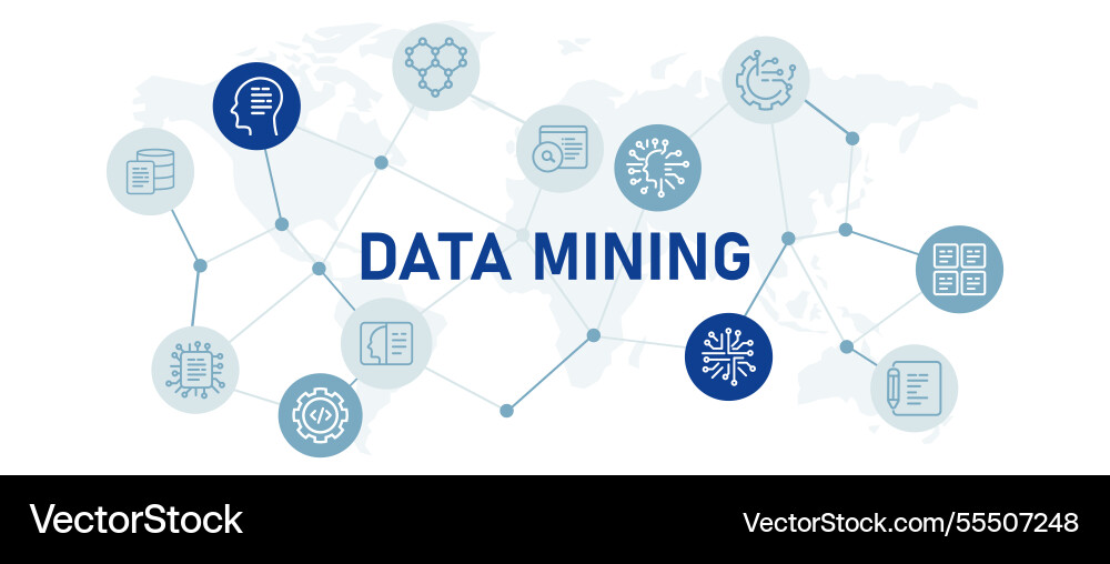 Data mining icon set with file Vector Image