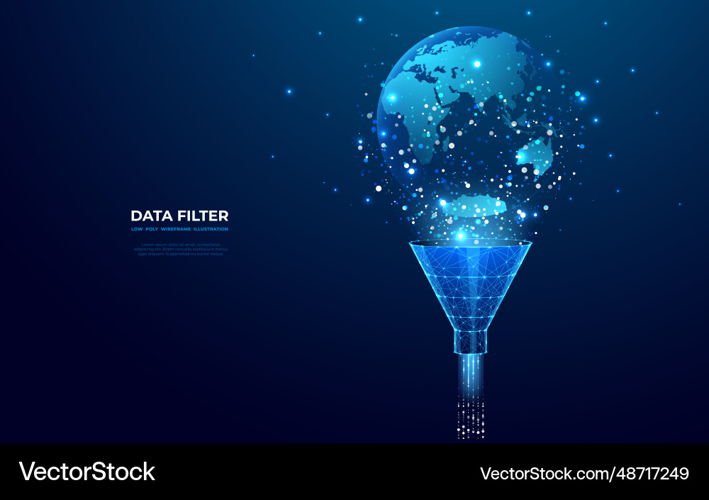 Abstract funnel with data flow and globe earth Abstract funnel with data flow and globe earth vector image