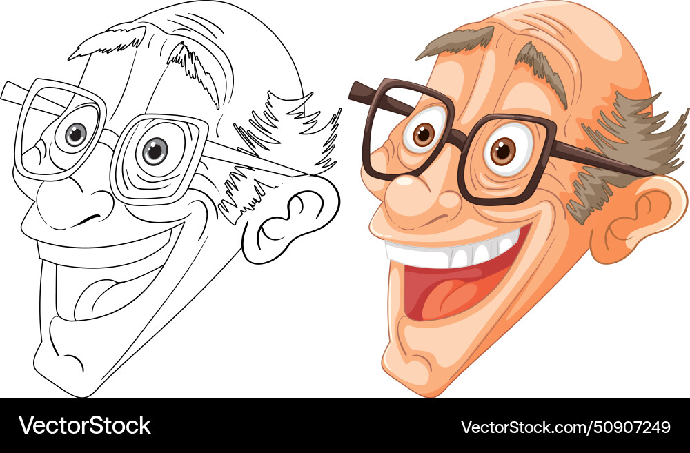 Black and white colored cartoon faces Royalty Free Vector