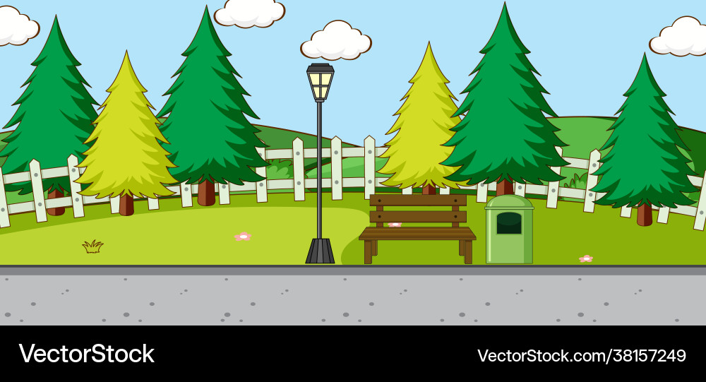 Empty scene with many trees in park Empty scene with many trees in park vector image