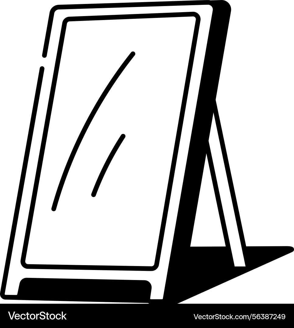 Sketchy style icon showing a rectangular floor mir Vector Image