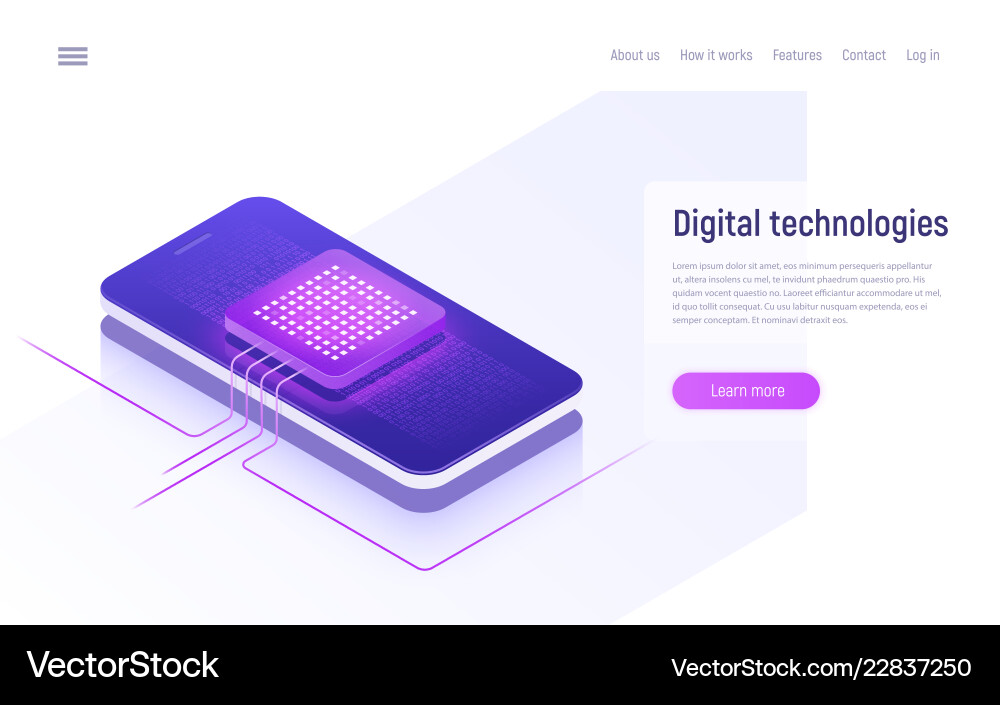 Digital Data Processing Isometric vector image