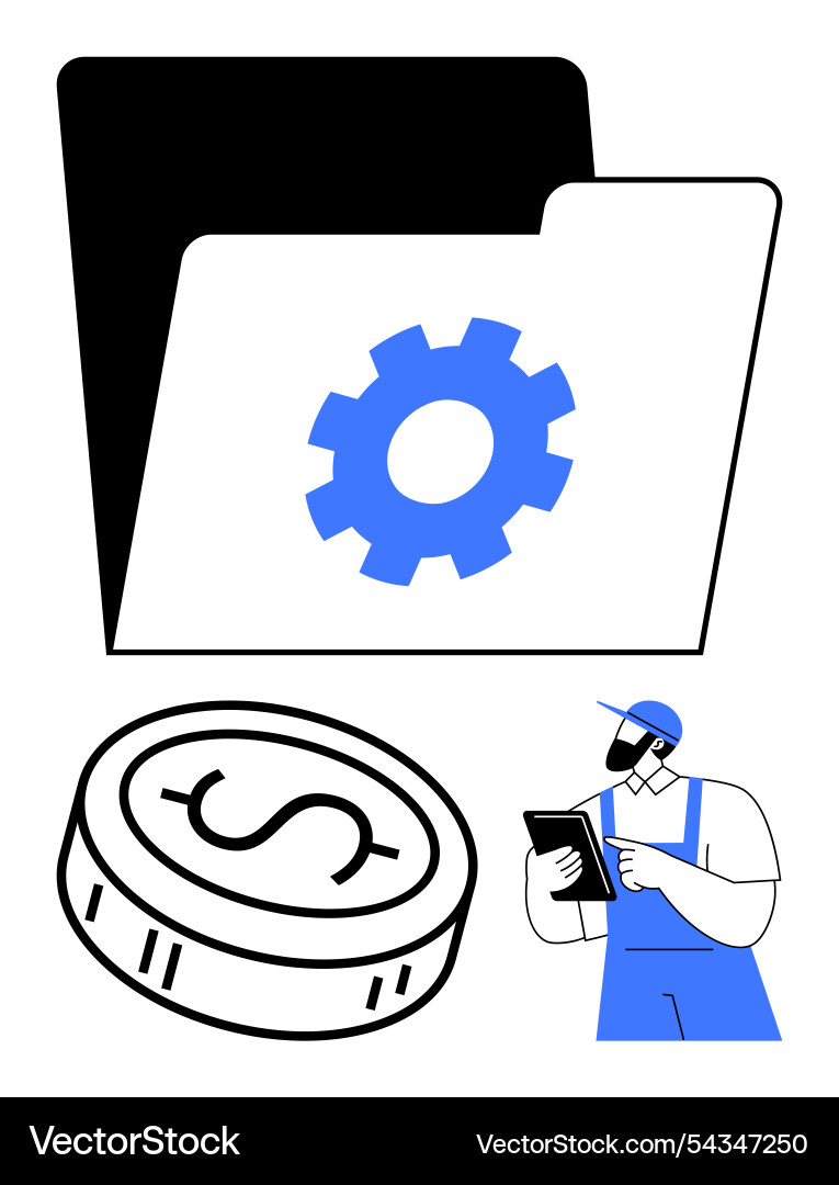 Efficient file management concept with currency Efficient file management concept with currency Vector Image