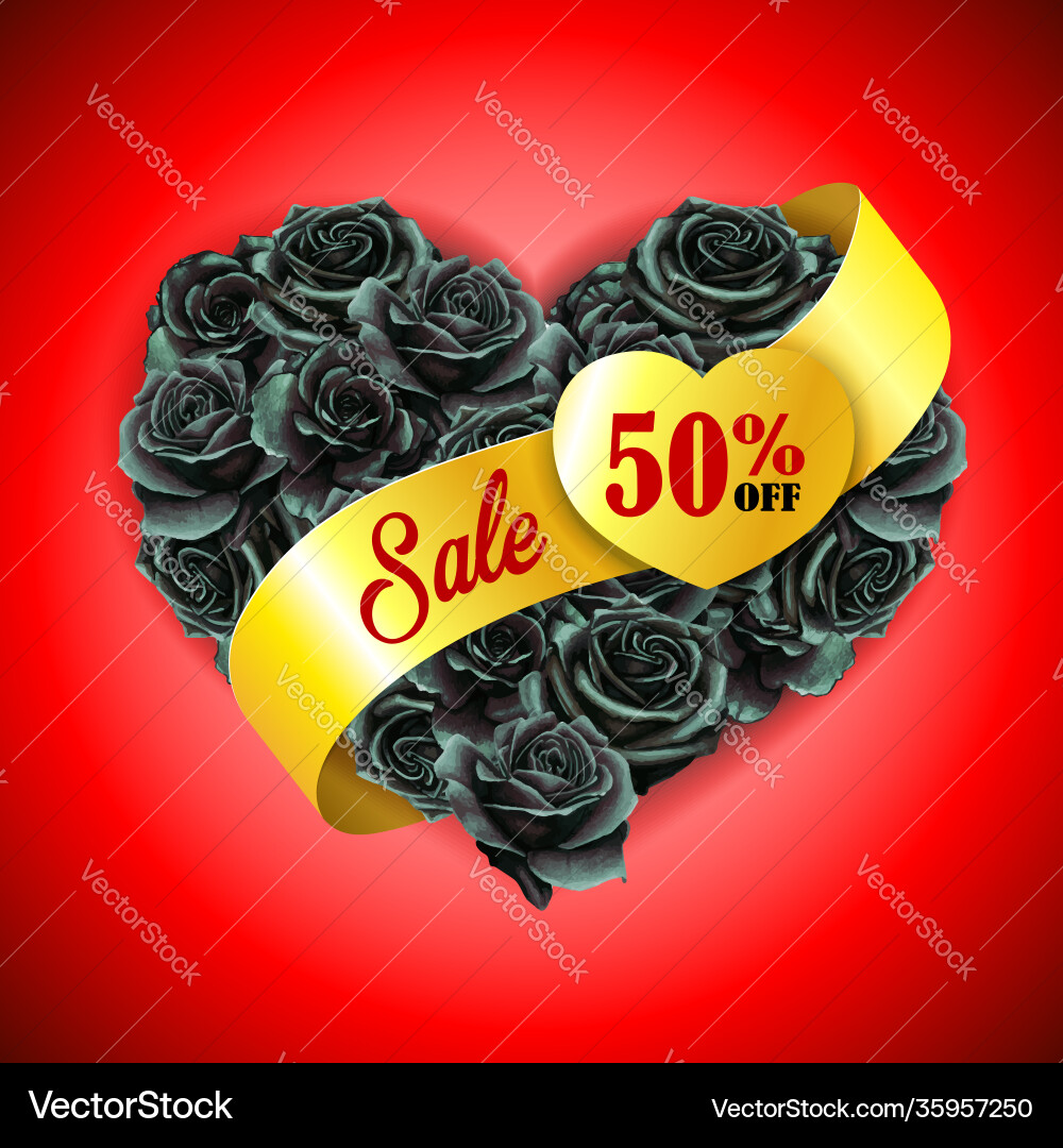 Elegant watercolor heart rose pillow black friday Elegant watercolor heart rose pillow black friday vector image