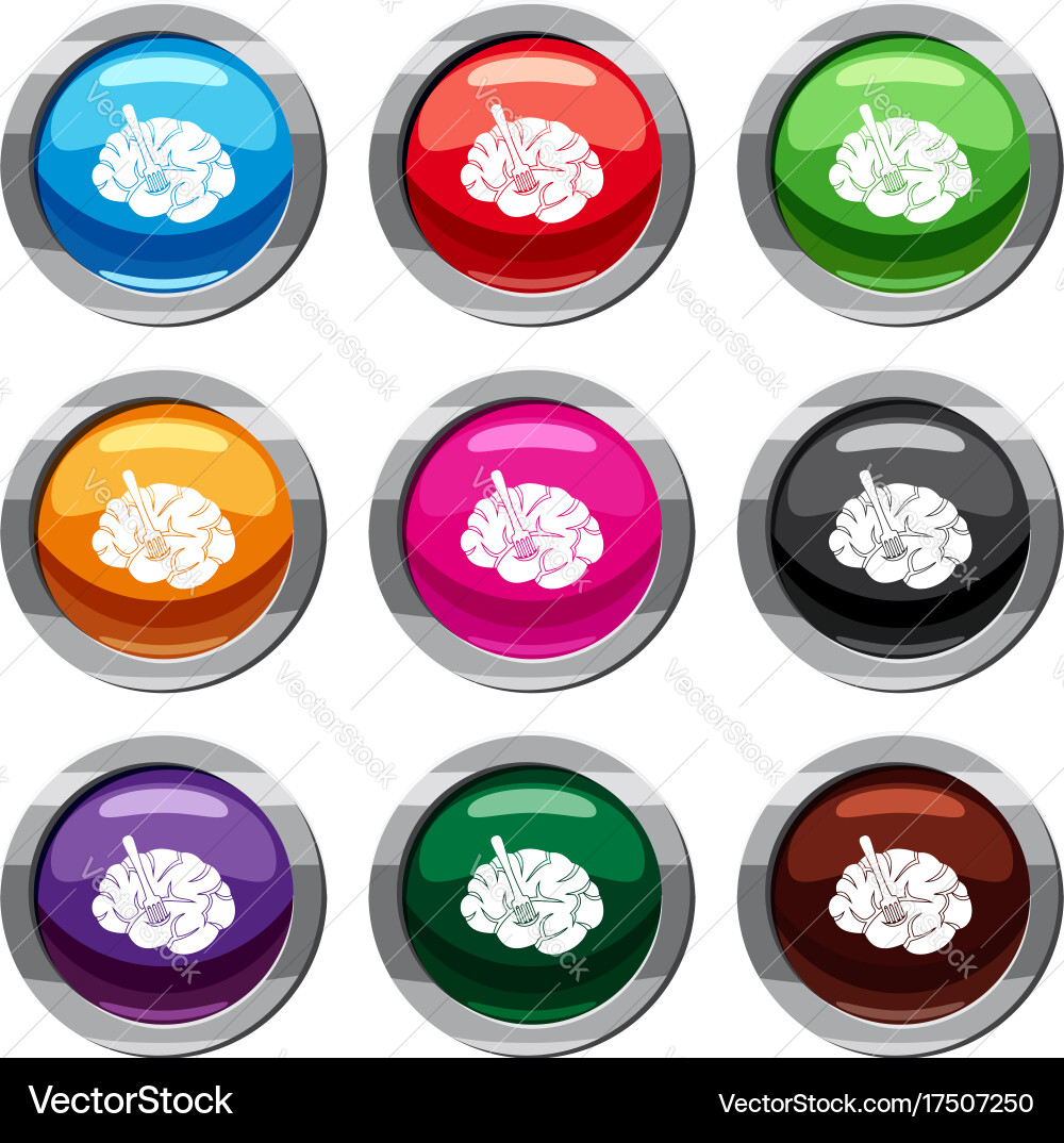 Fork is inserted into the brain set 9 collection vector image