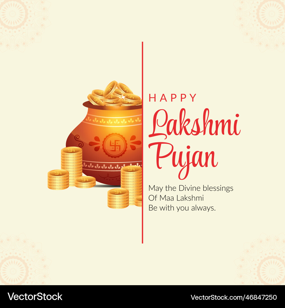 Indian festival happy lakshmi puja banner design vector image