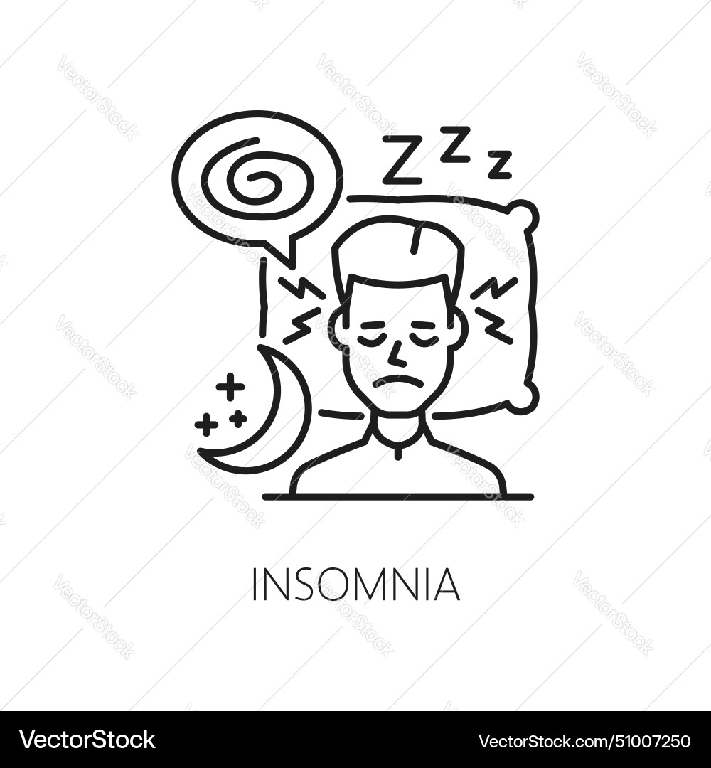 Insomnia line icon anemia symptom disease vector image