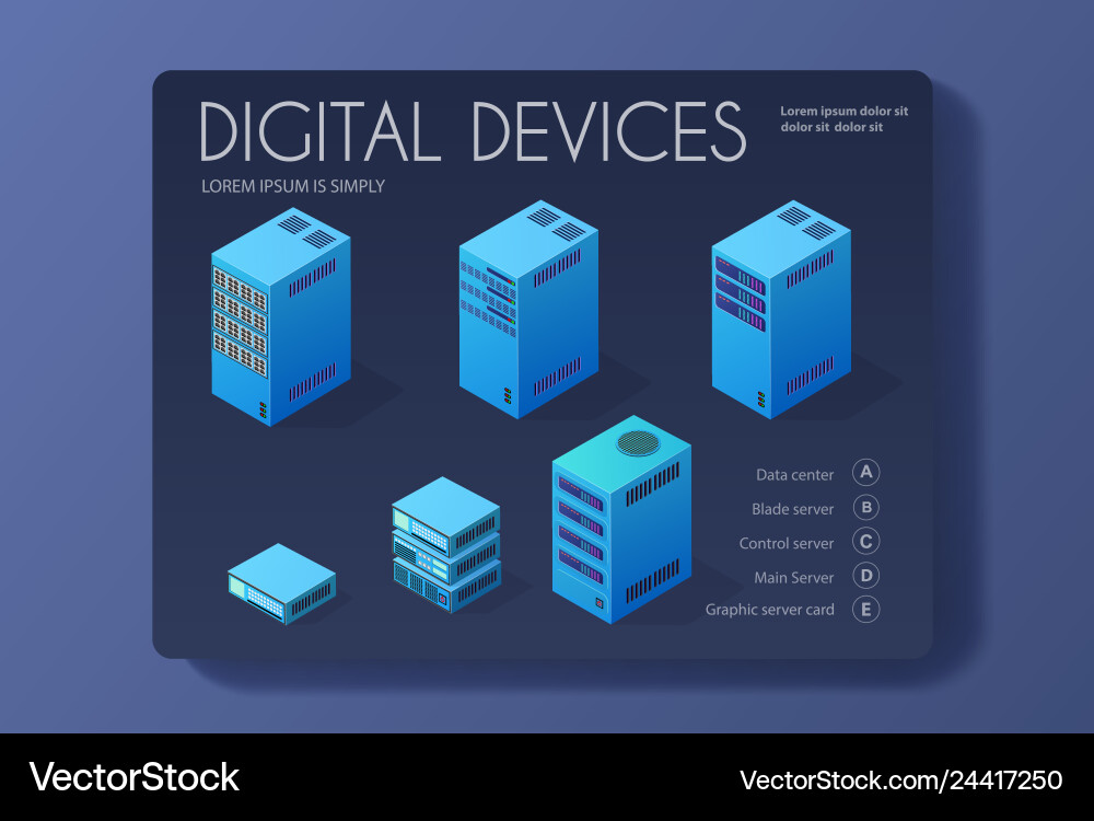 Isometric set of a computer Isometric set of a computer vector image