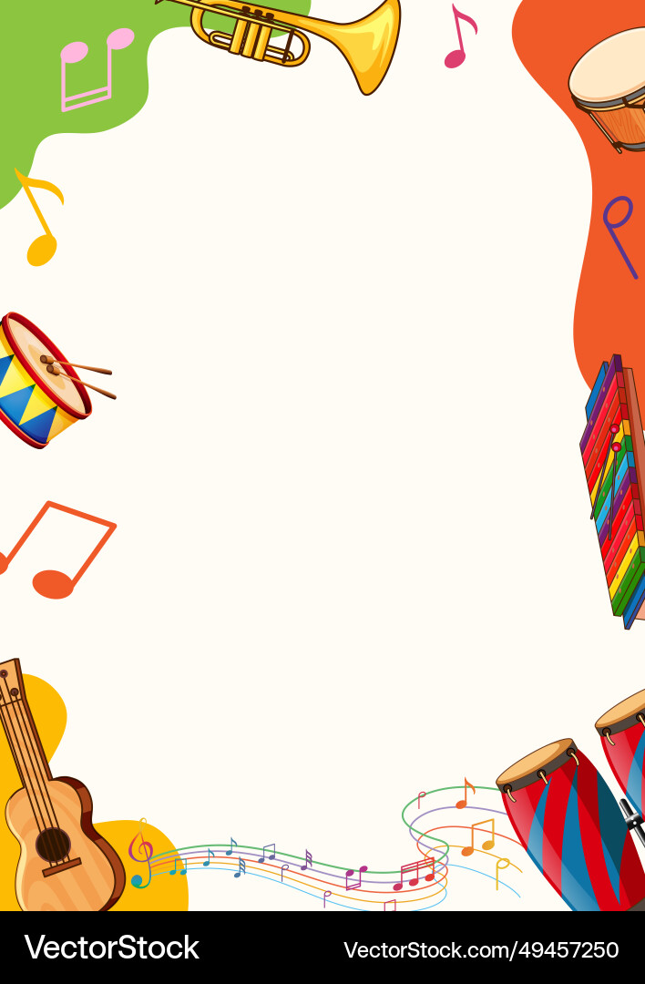 printable-music-instruments-theme-border-template-vector-image