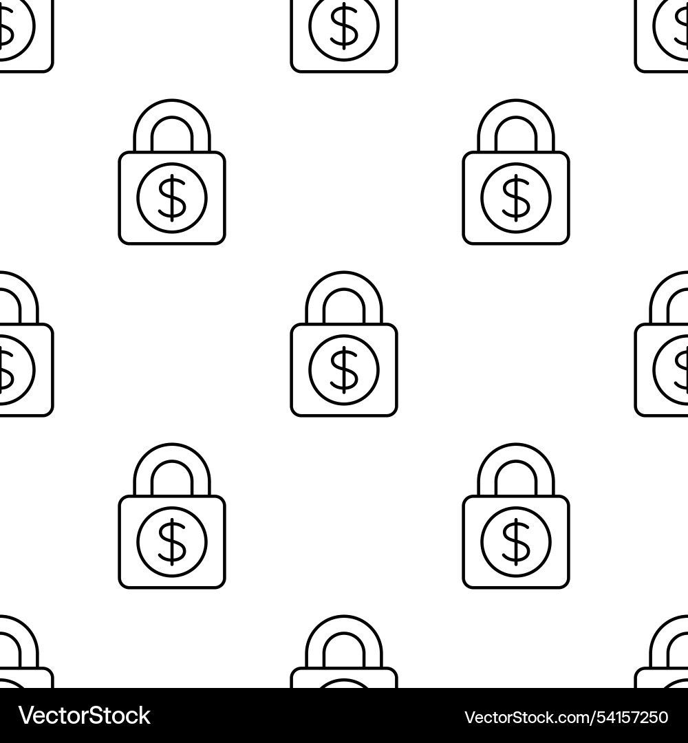 Seamless pattern with lock and money security Seamless pattern with lock and money security vector image