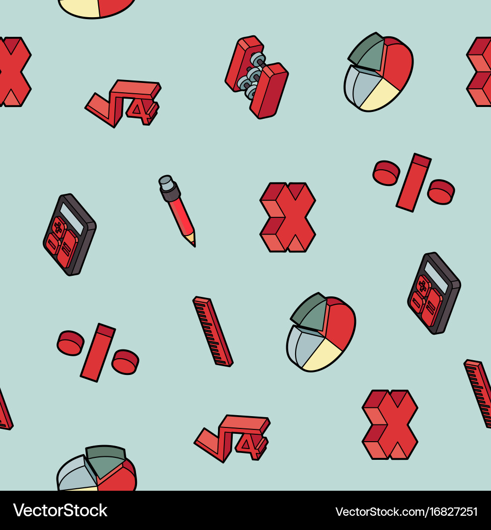 Algebra color outline isometric pattern vector image