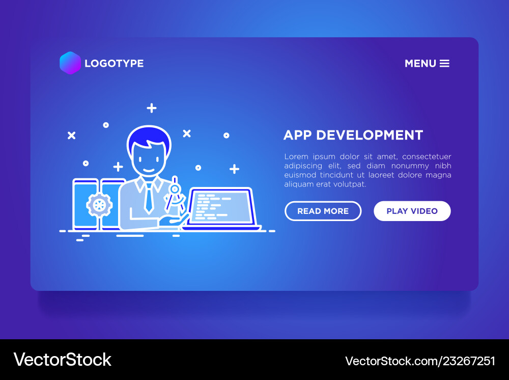 App development concept developer coding App development concept developer coding vector image