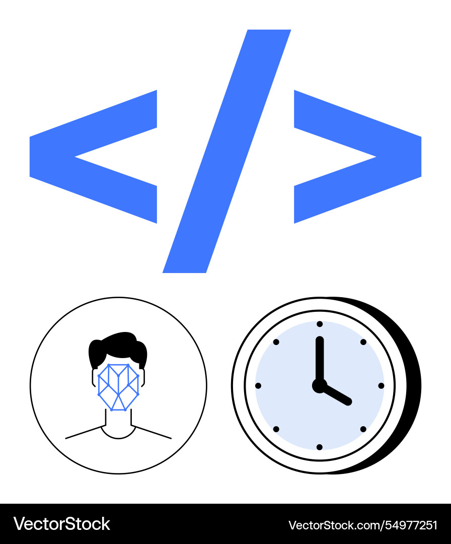 Coding facial recognition and time management Coding facial recognition and time management vector image
