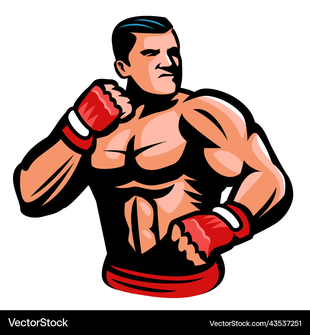 Fighter with boxing gloves design element Vector Image