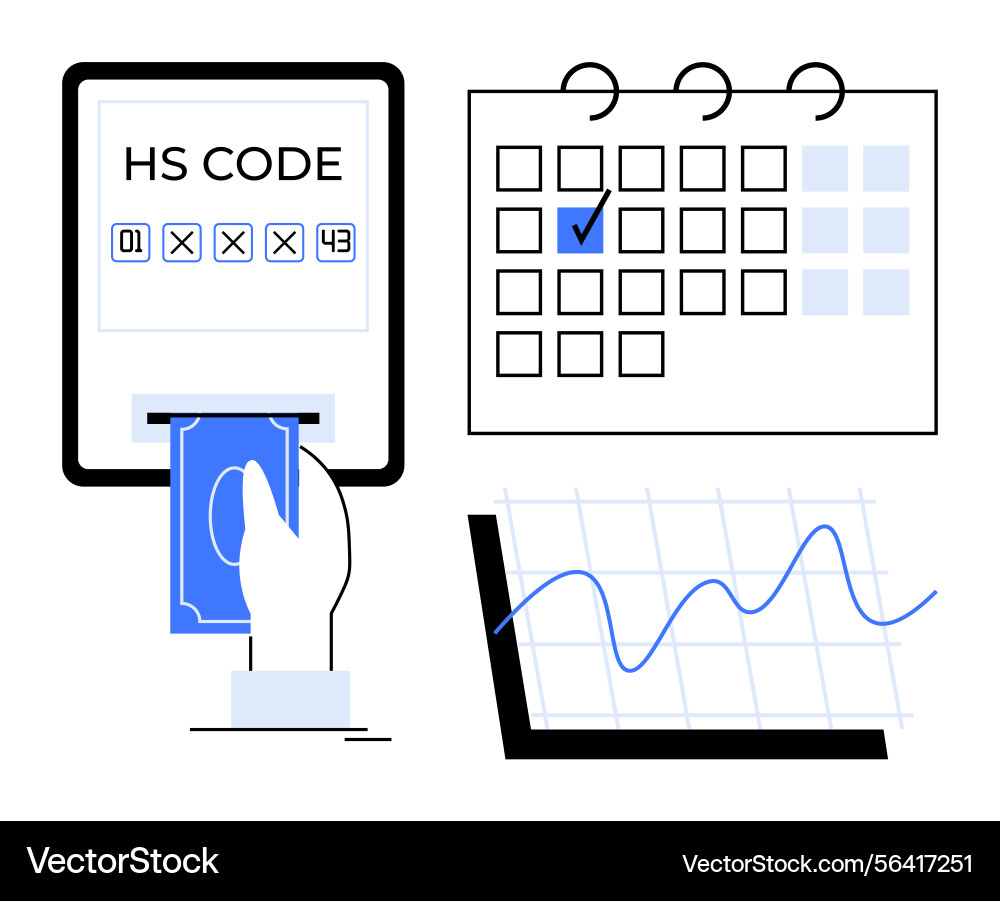 Hs code input calendar deadline and data growth Hs code input calendar deadline and data growth vector image