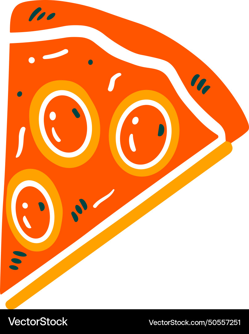 Isolate slice of pizza flat style on background Isolate slice of pizza flat style on background Vector Image
