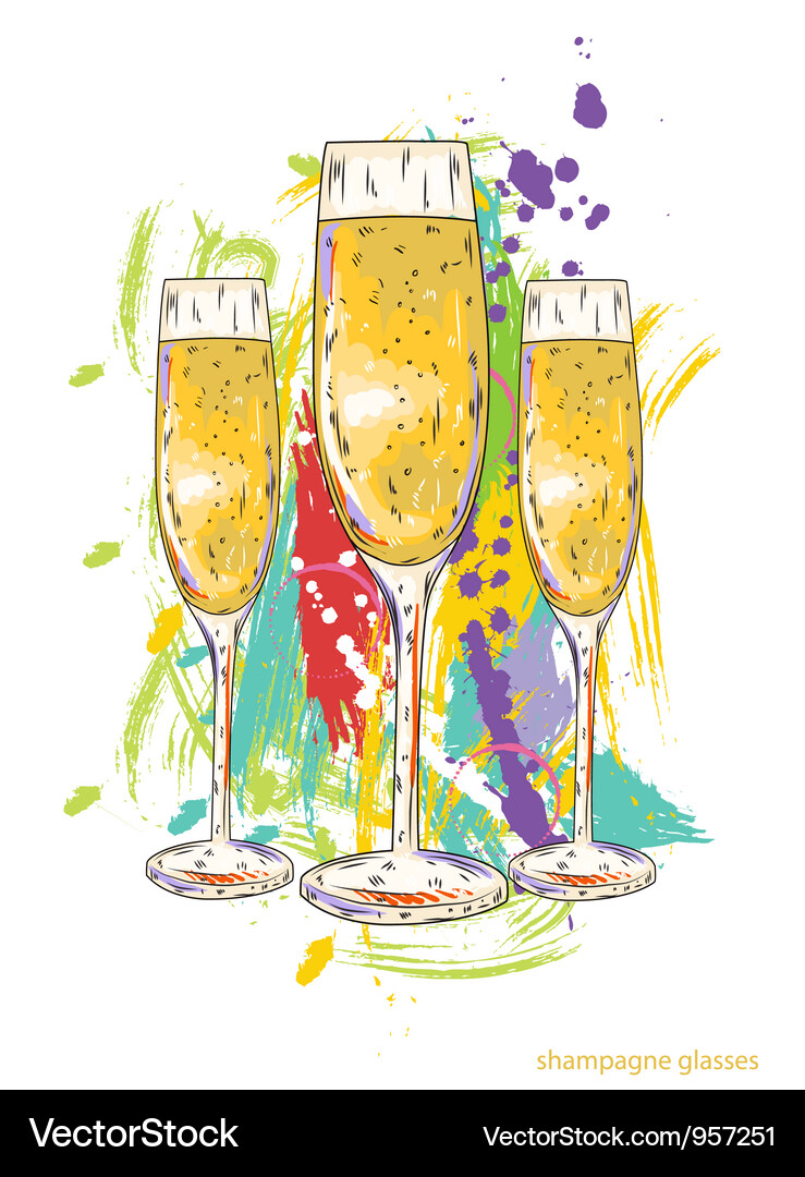 Sparkling Champagne Glasses Vector Image