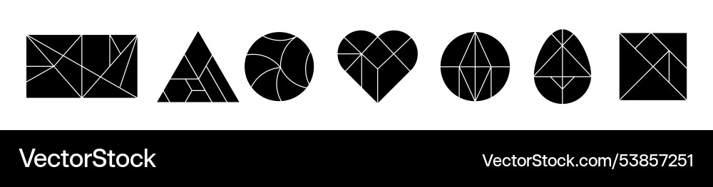Tangram game set of black objects for logic vector image