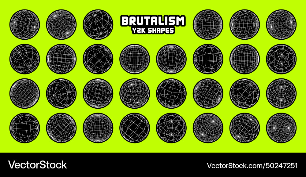 Wireframe shapes lined sphere perspective mesh vector image