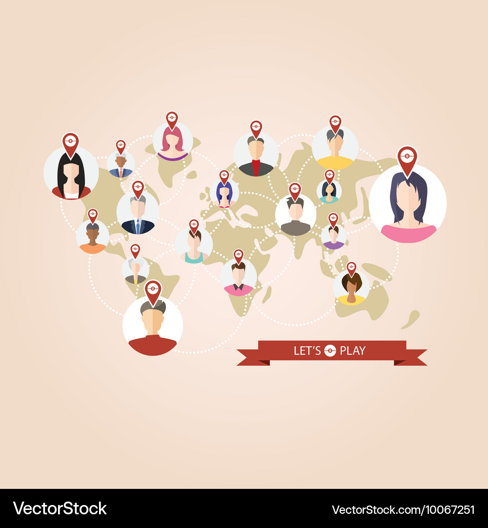 World map with pointers of location popular game Vector Image