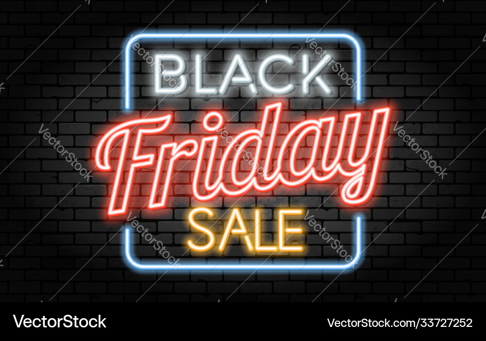 Black friday sale neon frame Vector Image