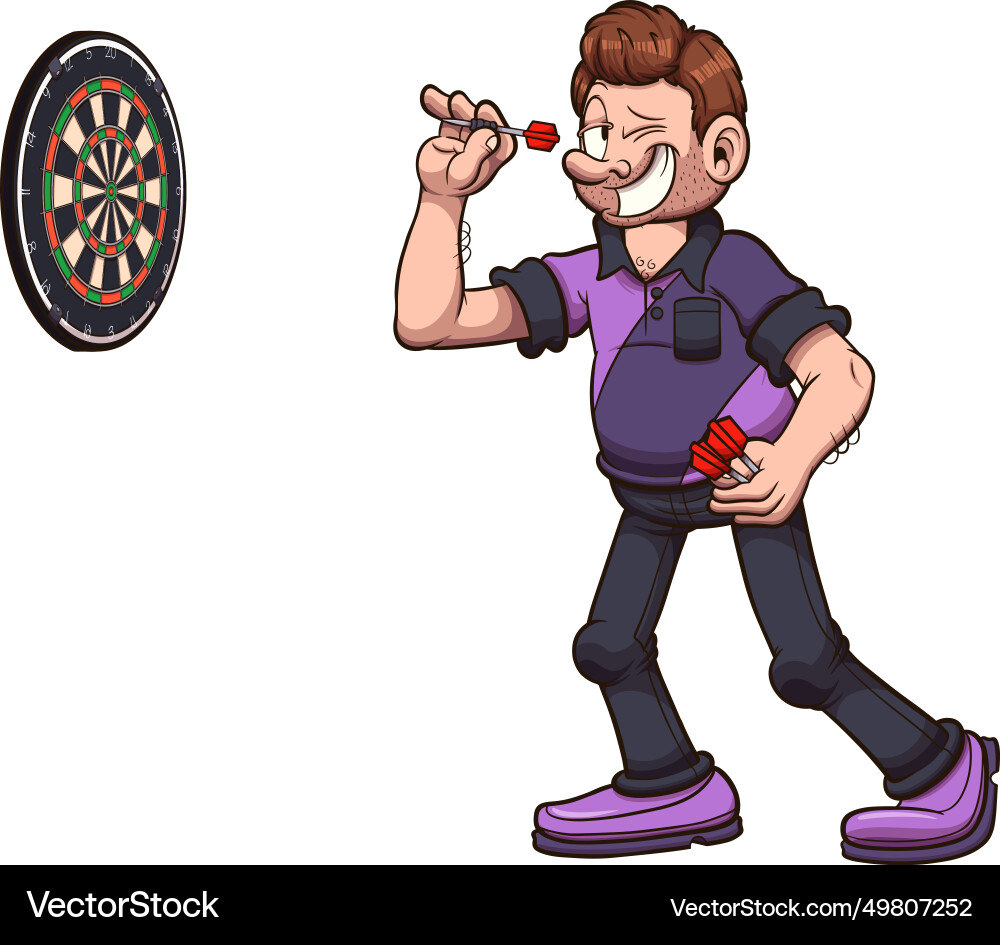 Cartoon darts player Royalty Free Vector Image