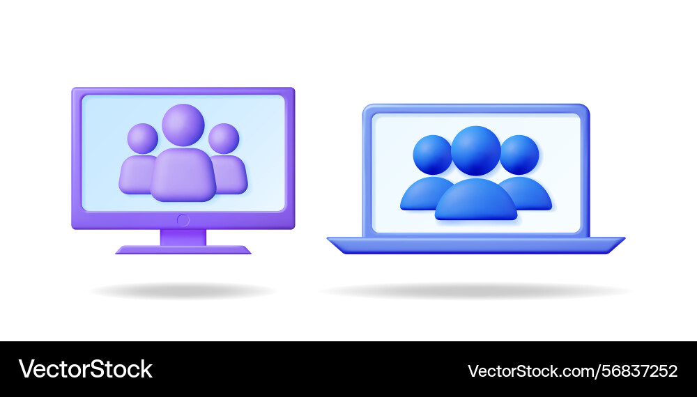 Computer monitor and laptop displaying Computer monitor and laptop displaying vector image