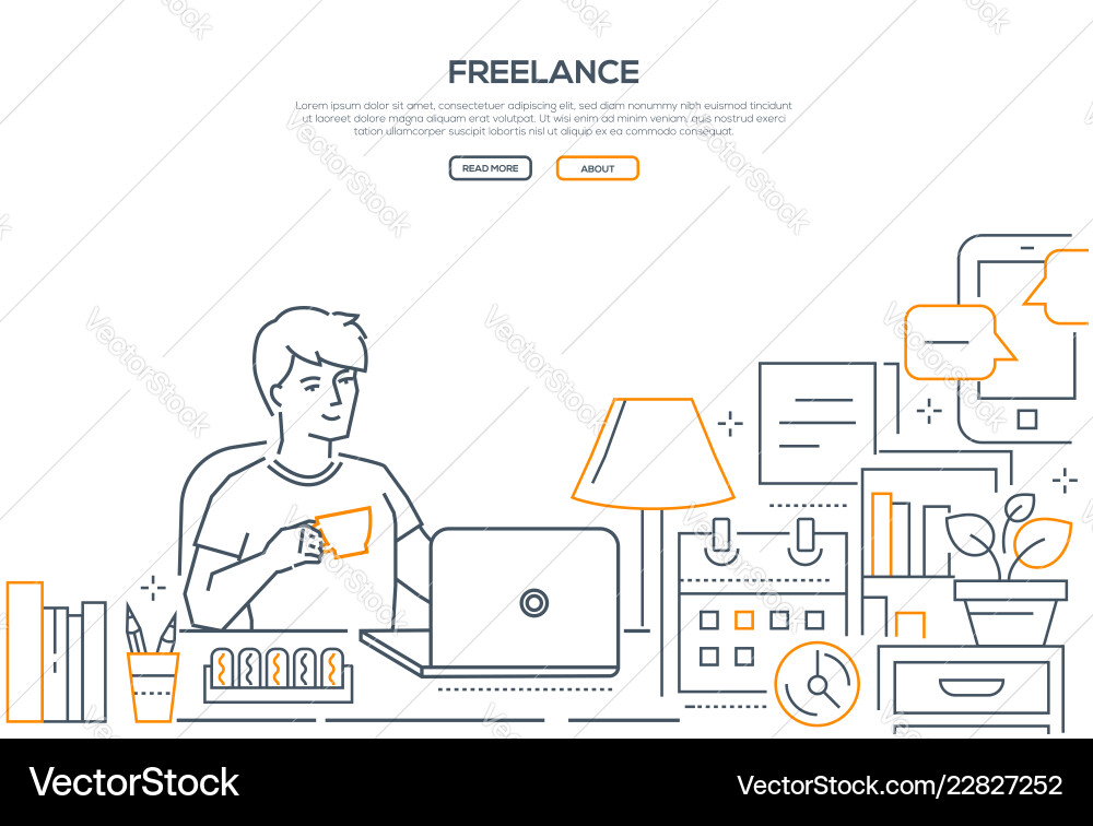 Freelance - modern line design style web banner Freelance - modern line design style web banner vector image