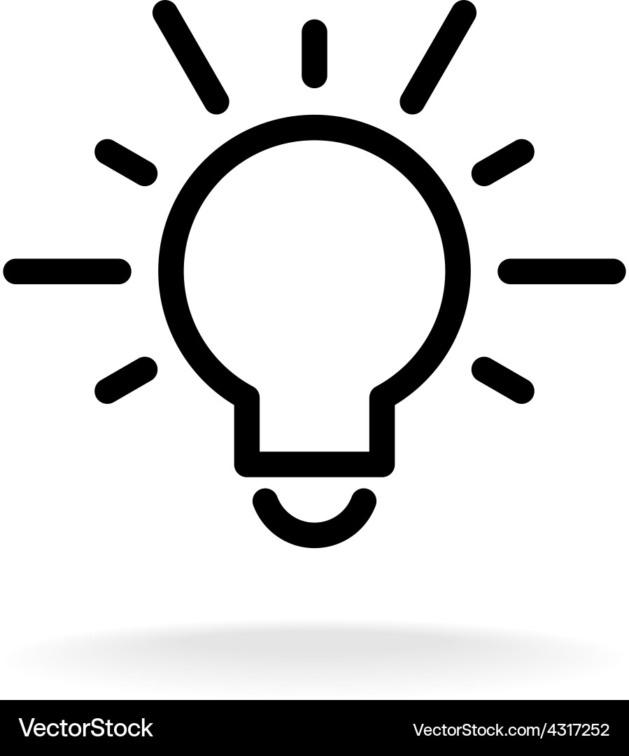 Lightbulb Icon with Rays vector image