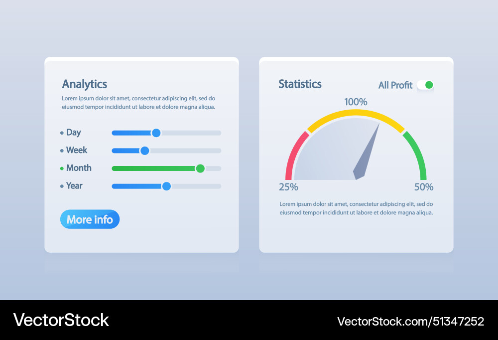 Modern web dashboard with two panels Vector Image