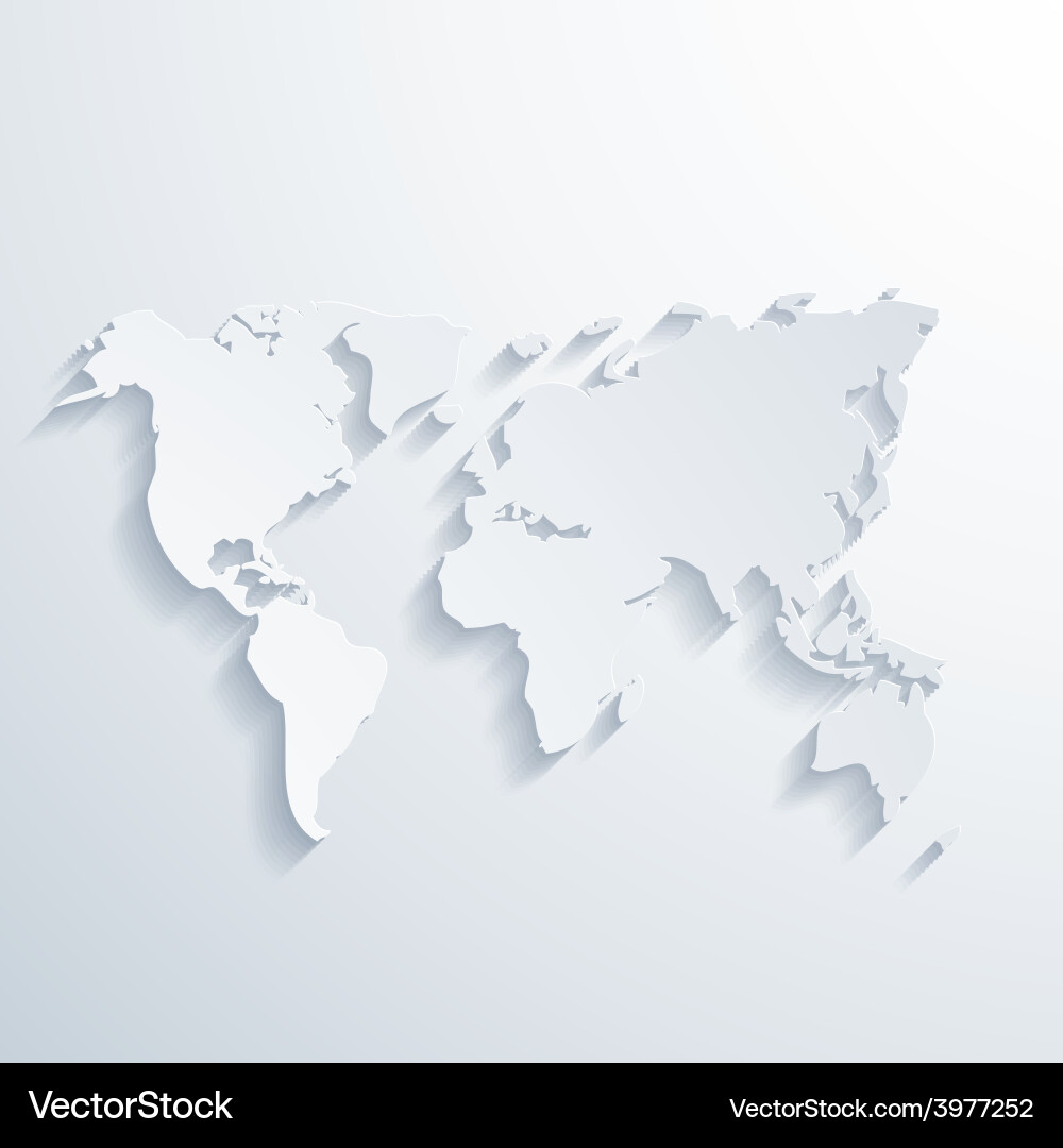 Modern World Map with Shadow vector image