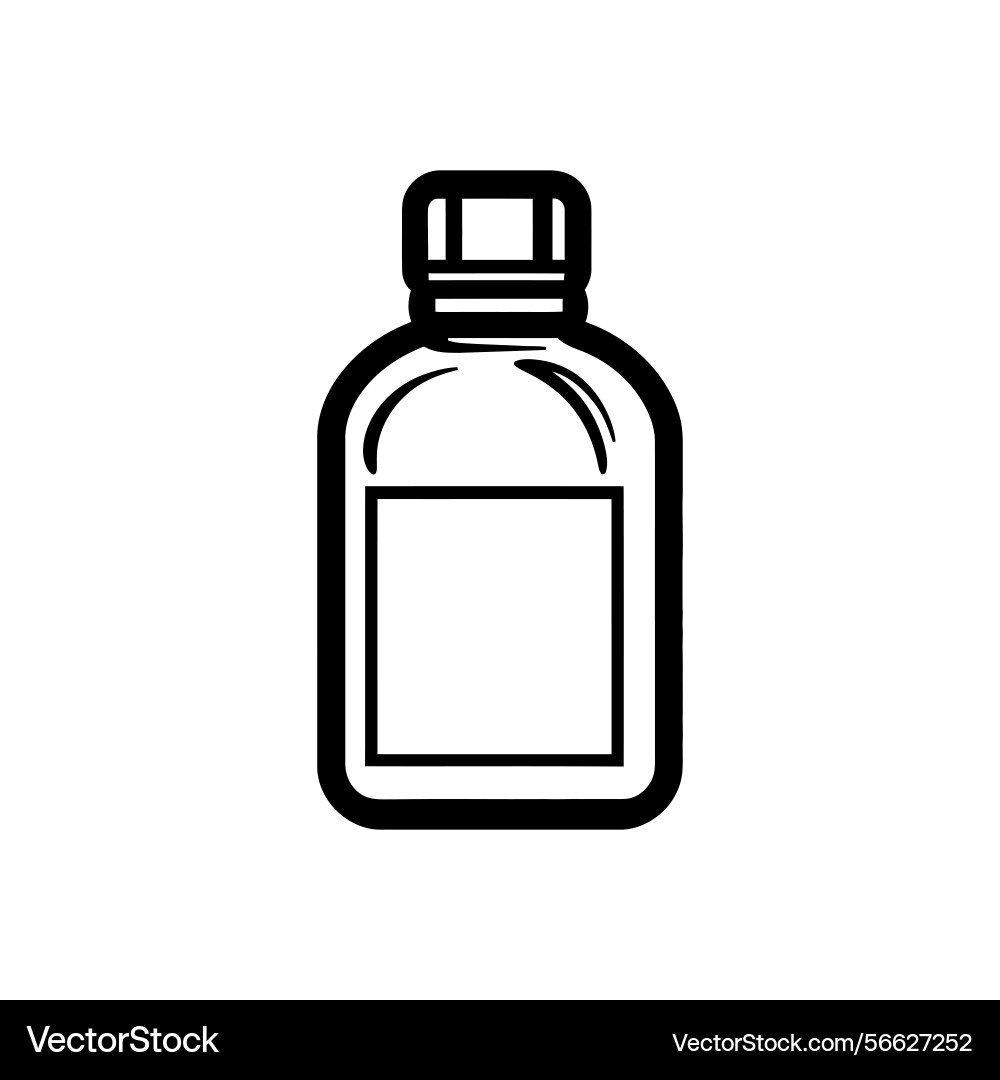 Outline of simple bottle with cap on transparent Vector Image