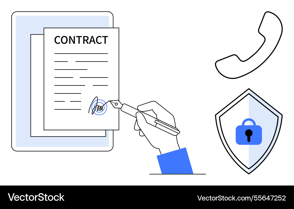 Signing a contract with digital security Signing a contract with digital security vector image