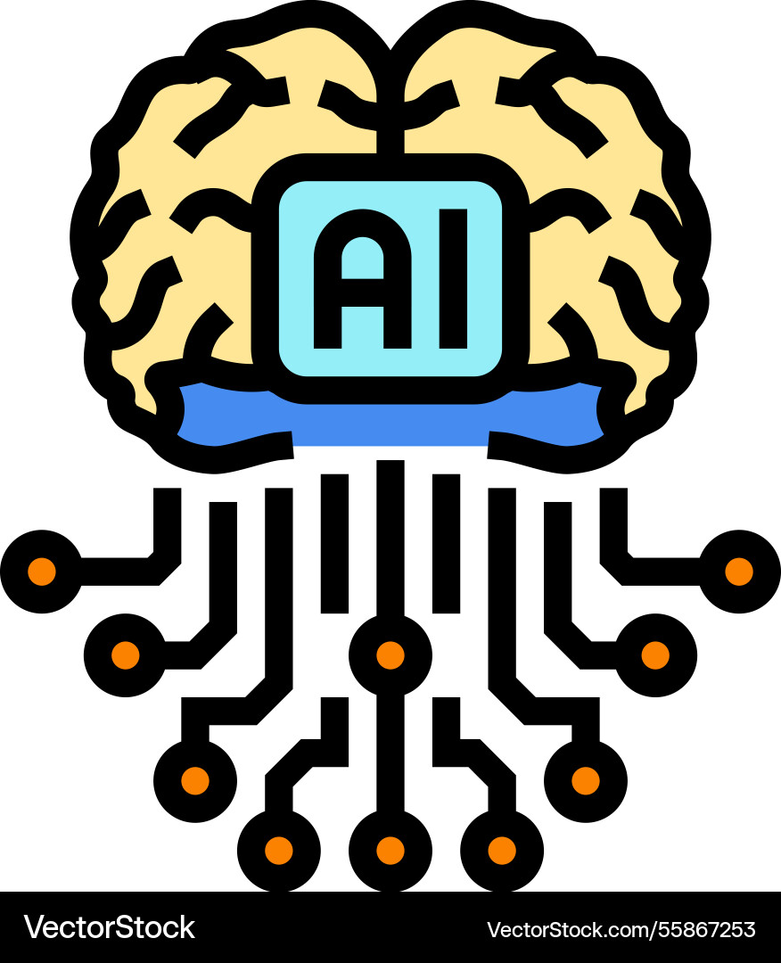 Artificial intelligence ai brain color icon Artificial intelligence ai brain color icon vector image