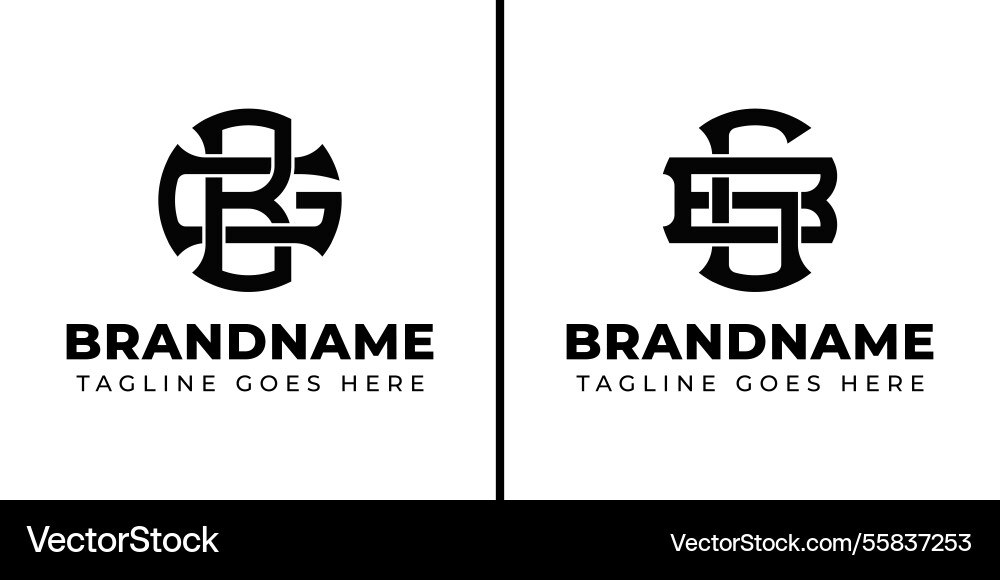 BG & GB Monogram Logo - Initials Royalty Free Vector