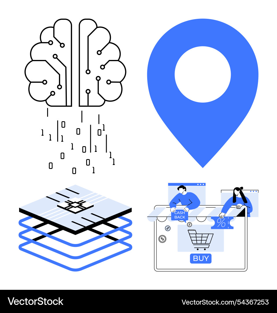Digital transformation concepts ai brain location Digital transformation concepts ai brain location vector image