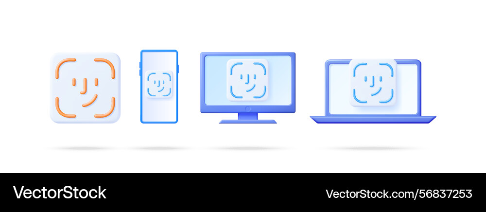Face recognition user interface icon Face recognition user interface icon vector image
