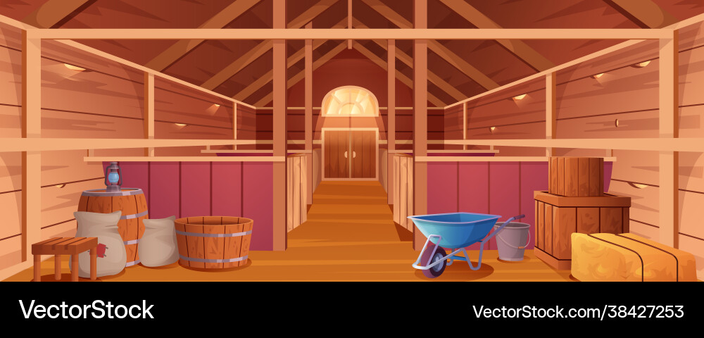 Horse stable interior or farm barn for animals Vector Image
