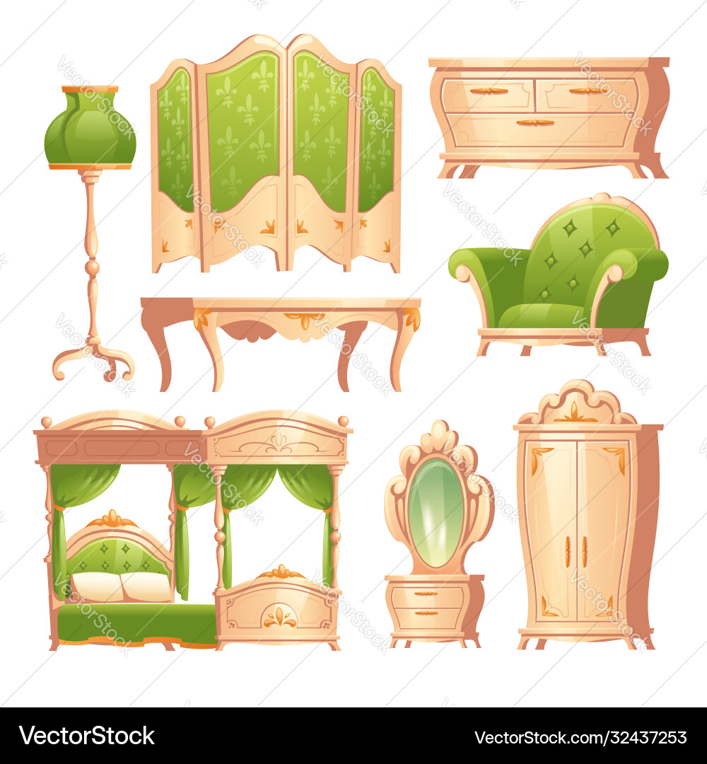 Luxus Barock Interieur romantisches Vintage-Schlafzimmer Luxus Barock Interieur romantisches Vintage-Schlafzimmer vektorbild