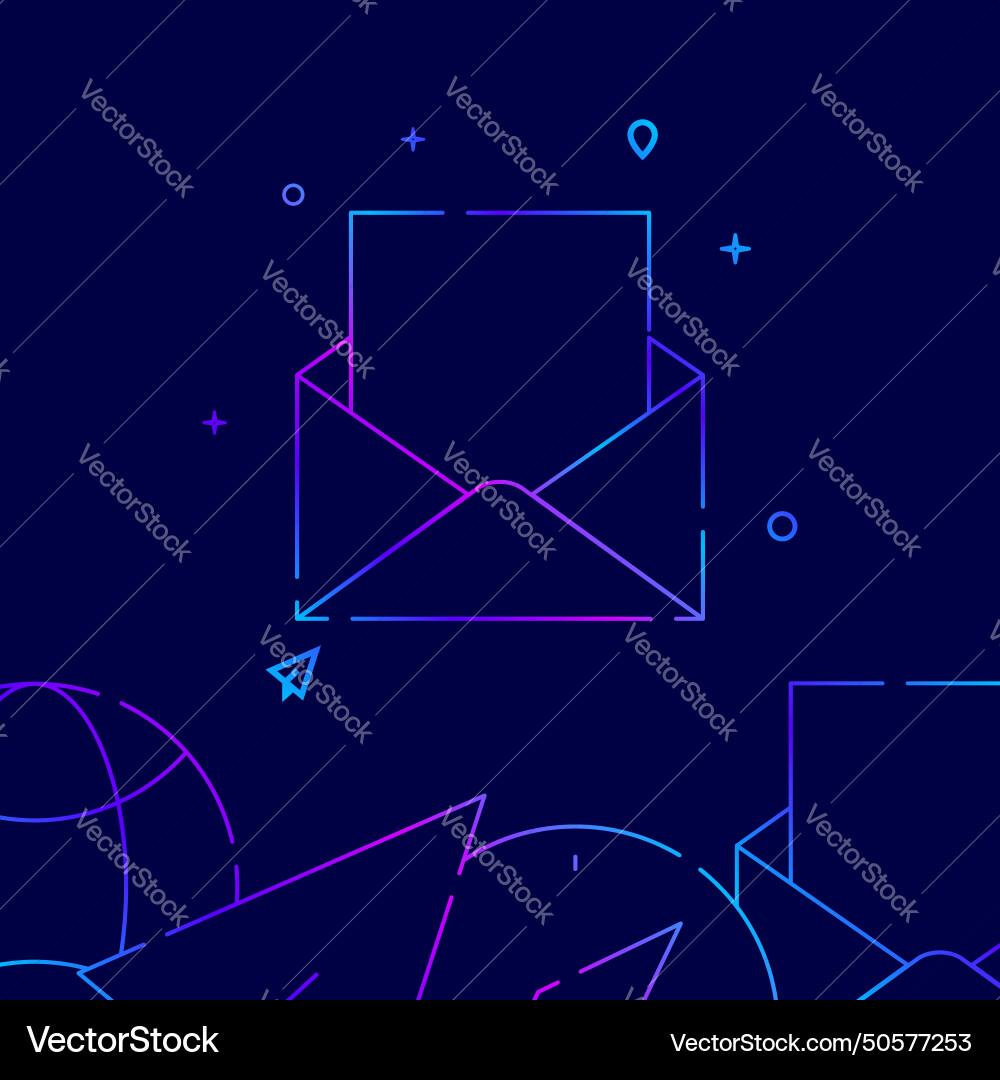 Open envelope with a letter inside gradient line Open envelope with a letter inside gradient line Vector Image
