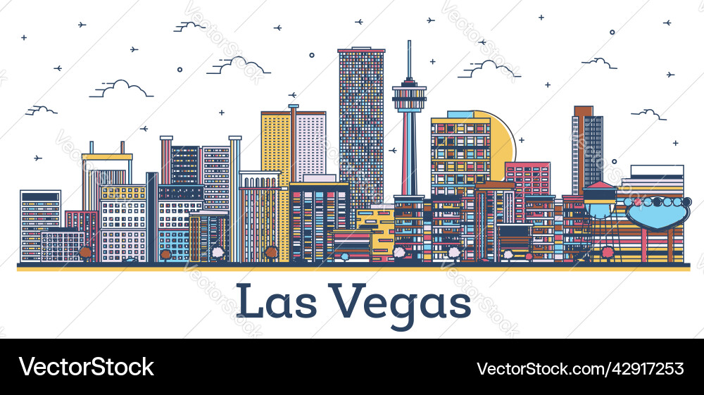 Outline las vegas nevada city skyline with modern Outline las vegas nevada city skyline with modern vector image