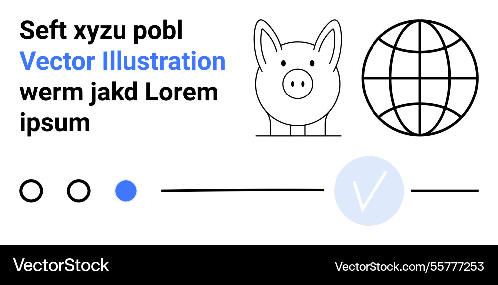 Piggy bank globe and ui elements representing Piggy bank globe and ui elements representing vector image