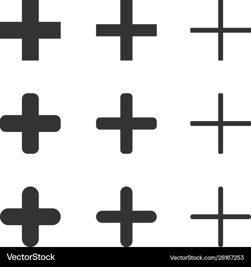 Plus add zoom icon shape set Plus add zoom icon shape set vector image